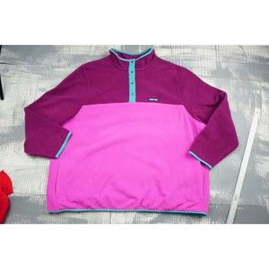Lands End sweatshirt womens XXXL purple blue snap fleece long sleeve mock neck